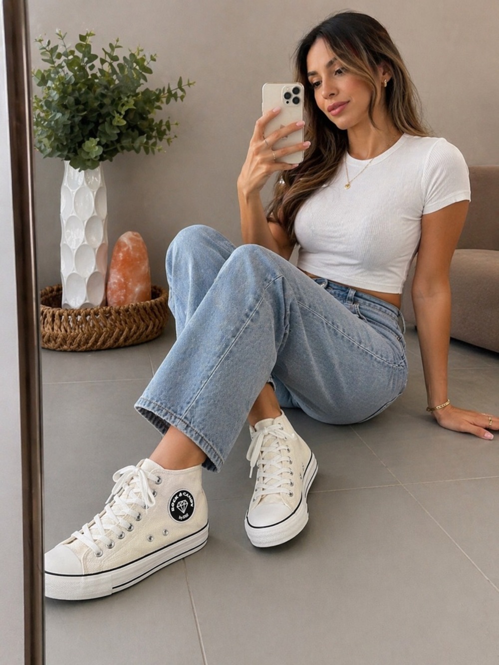 Light Blue Straight Leg High-Rise Jeans